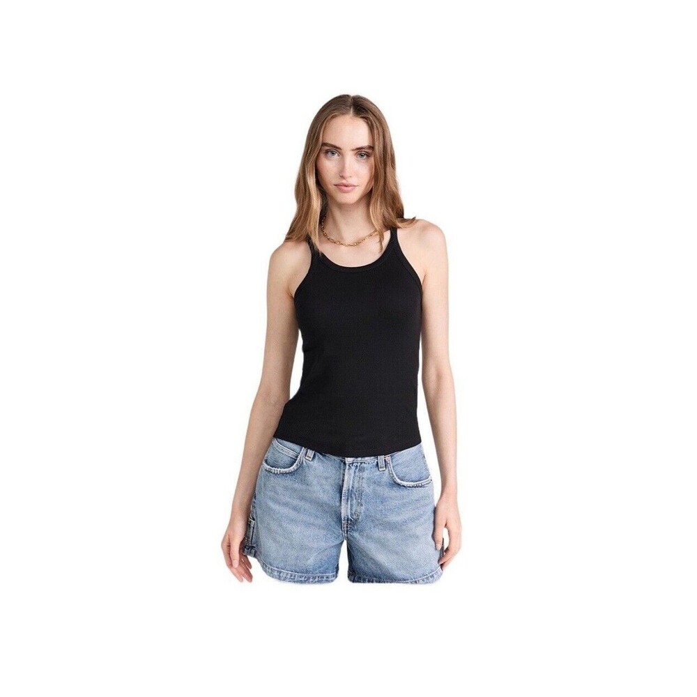 Madewell Brightside Lucia Black Tank Top Supima Cotton NWT Size XS